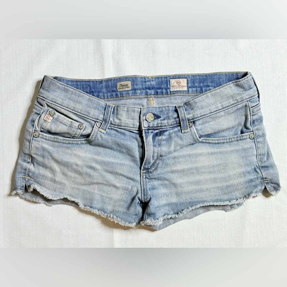 Ag Adriano Goldschmied Blue Distressed Jean Shorts